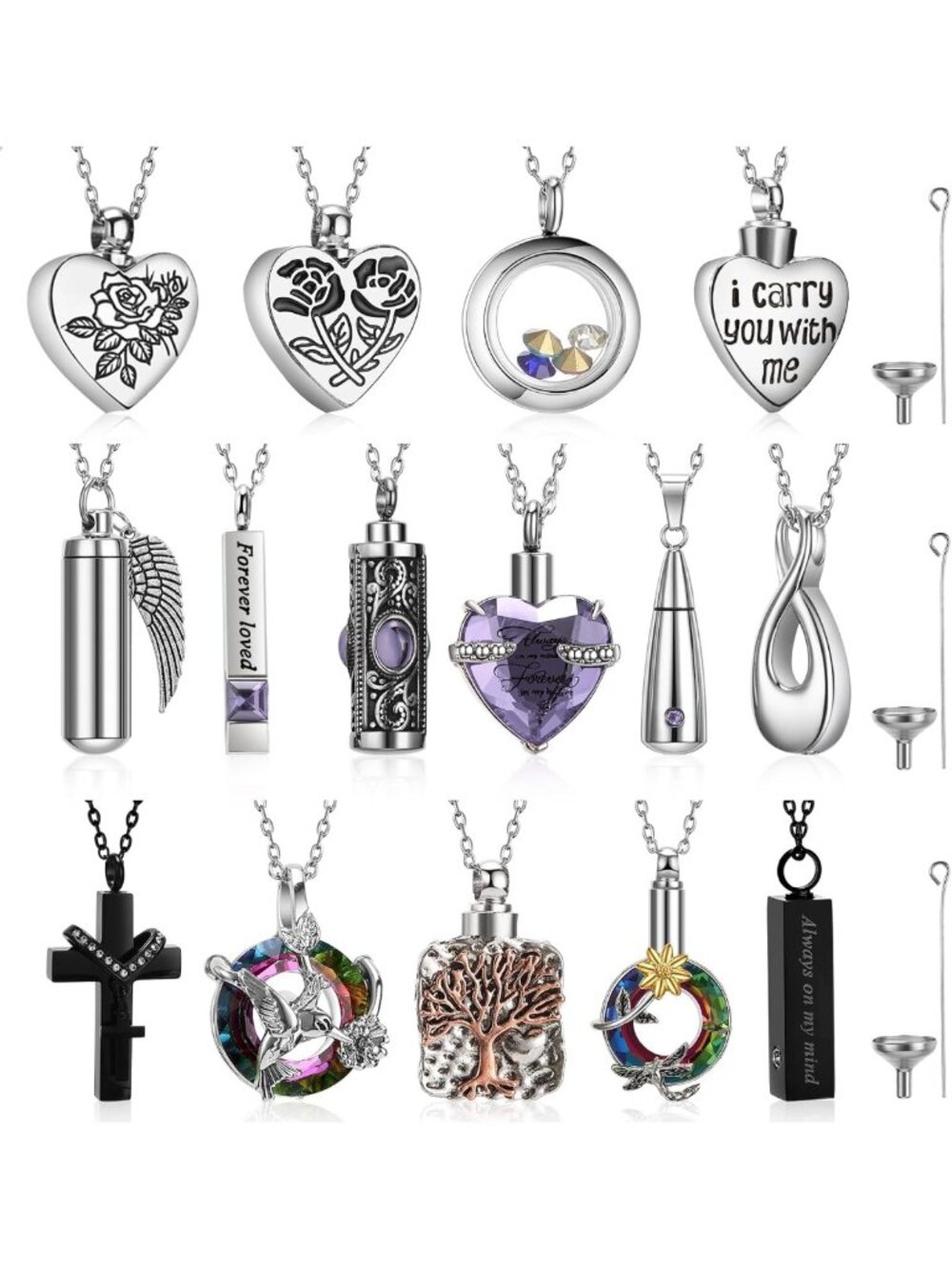 15 Pcs Urn Necklace for Ashes, Women’s Cremation Jewelry, Memorial Keepsake